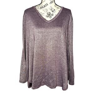 Faded Glory Size 3X (22-24W) V-Neck Long Sleeve Round Hem Pullover